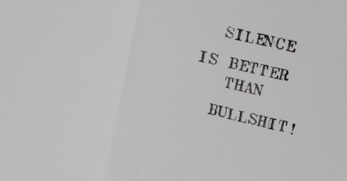 Minimalist design featuring the quote 'Silence is better than bullshit' on white paper.