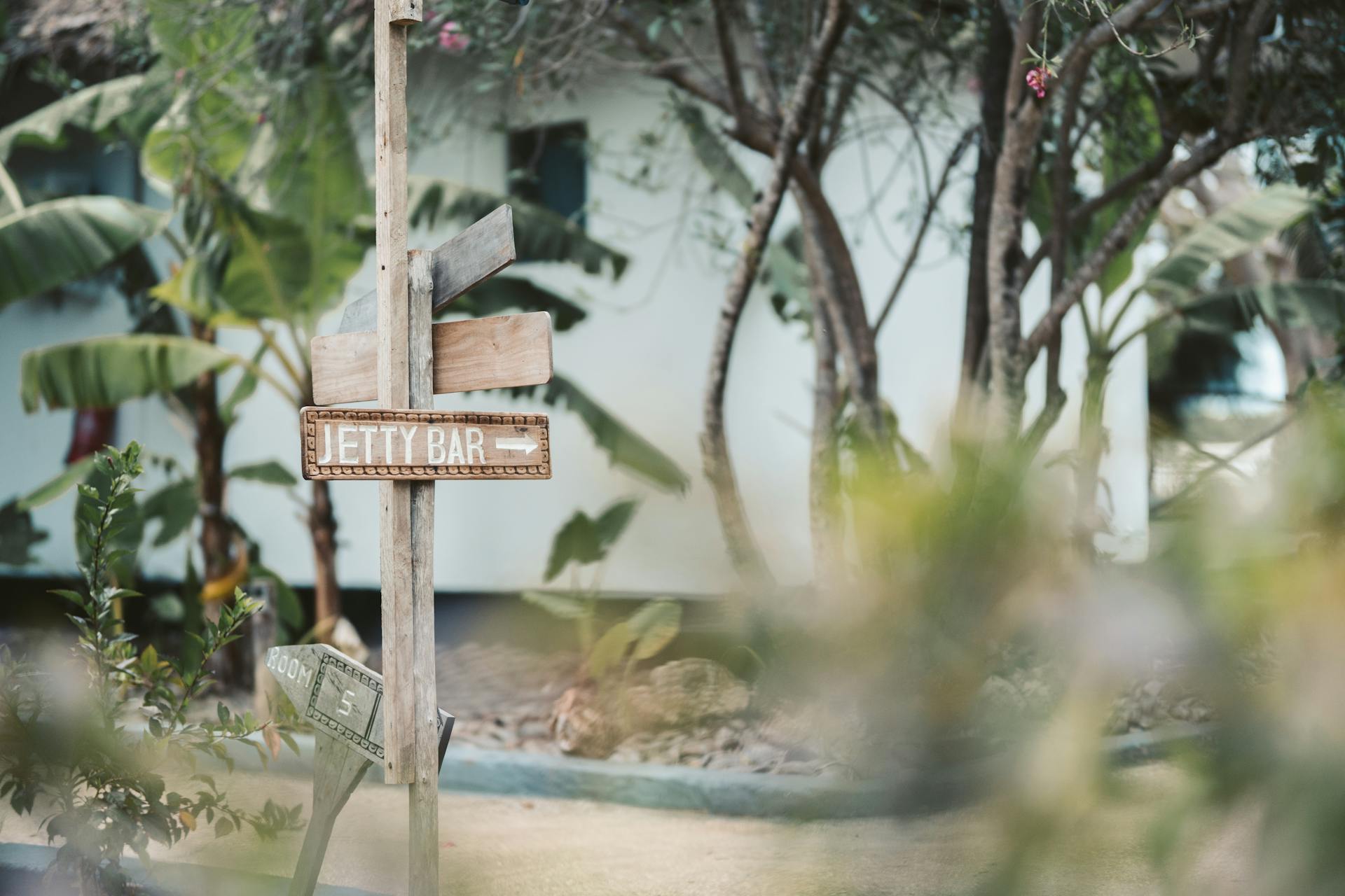 Road Sign Pointing Towards the Jetty Bar in Saint Kitts