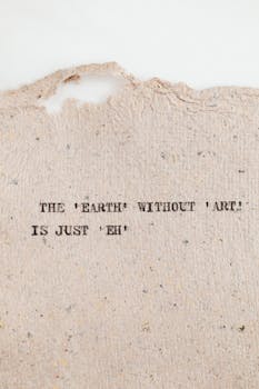 Handmade paper with motivational art quote for inspiration.