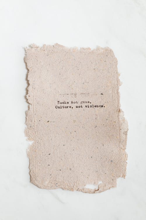 Inspirational Anti-War Words on a Paper Scrap