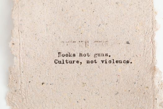 Inspirational Pacifistic Words on a Paper Scrap