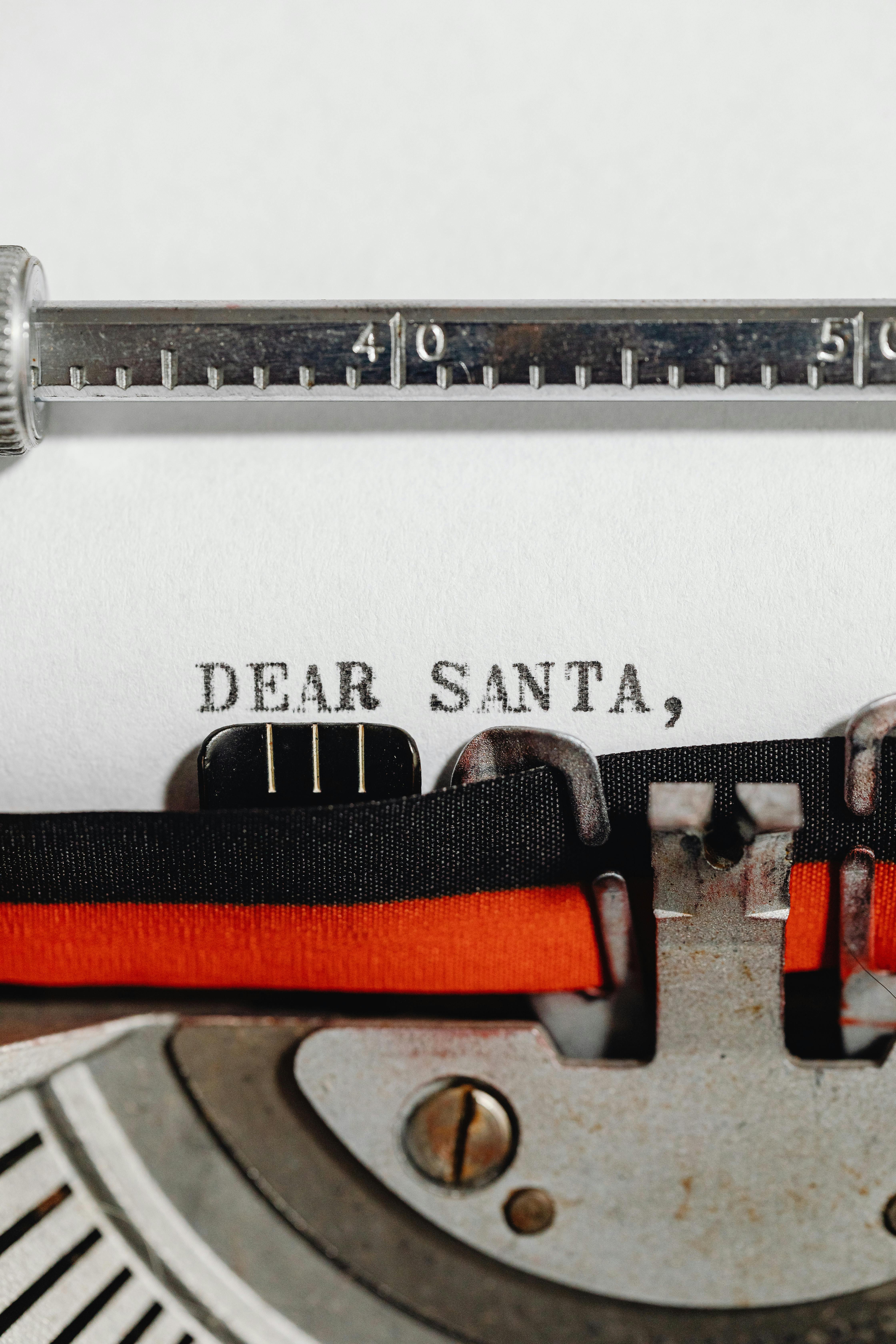 Free Letter to Santa Coming out of a Typewriter Stock Photo