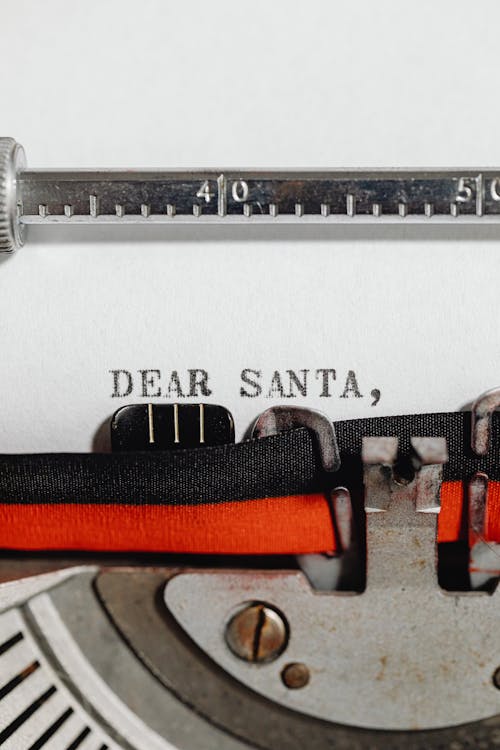Free Letter to Santa Coming out of a Typewriter Stock Photo