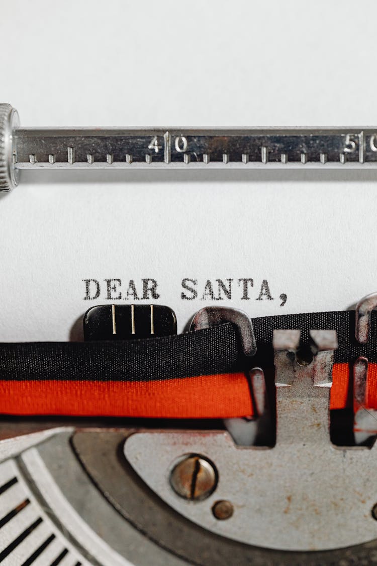 Letter To Santa Coming Out Of A Typewriter