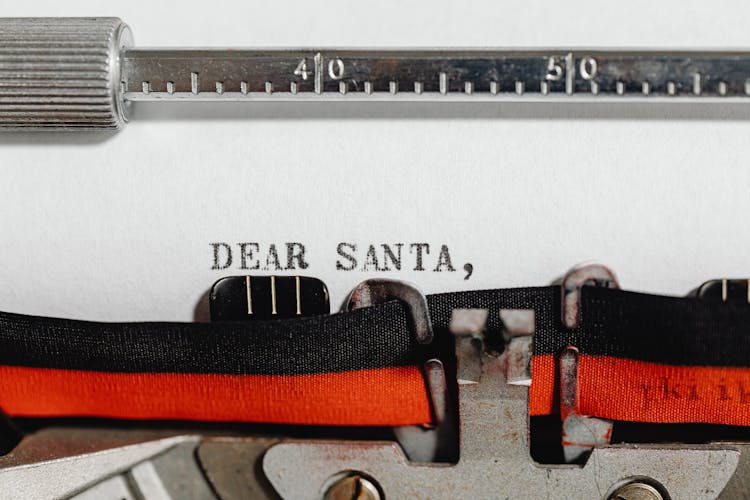 Letter To Santa Coming Out Of An Old Typewriter