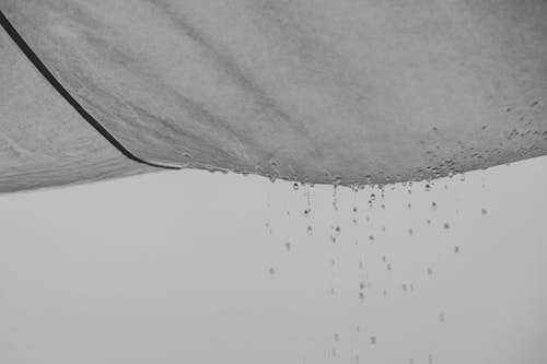 Water drops falling from abstract rag material