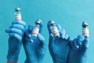 3 Blue and White Plastic Bottles