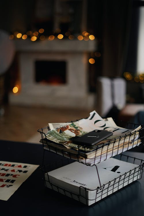 Magazines on a Desk Organizer