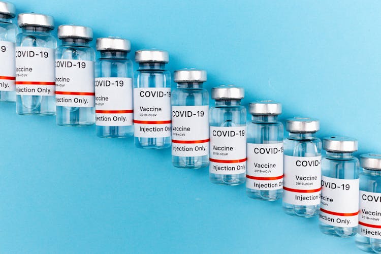 Close Up Photo Of A Lined Up Covid Vaccines