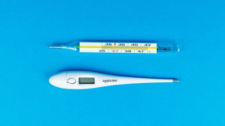 Digital and glass thermometers