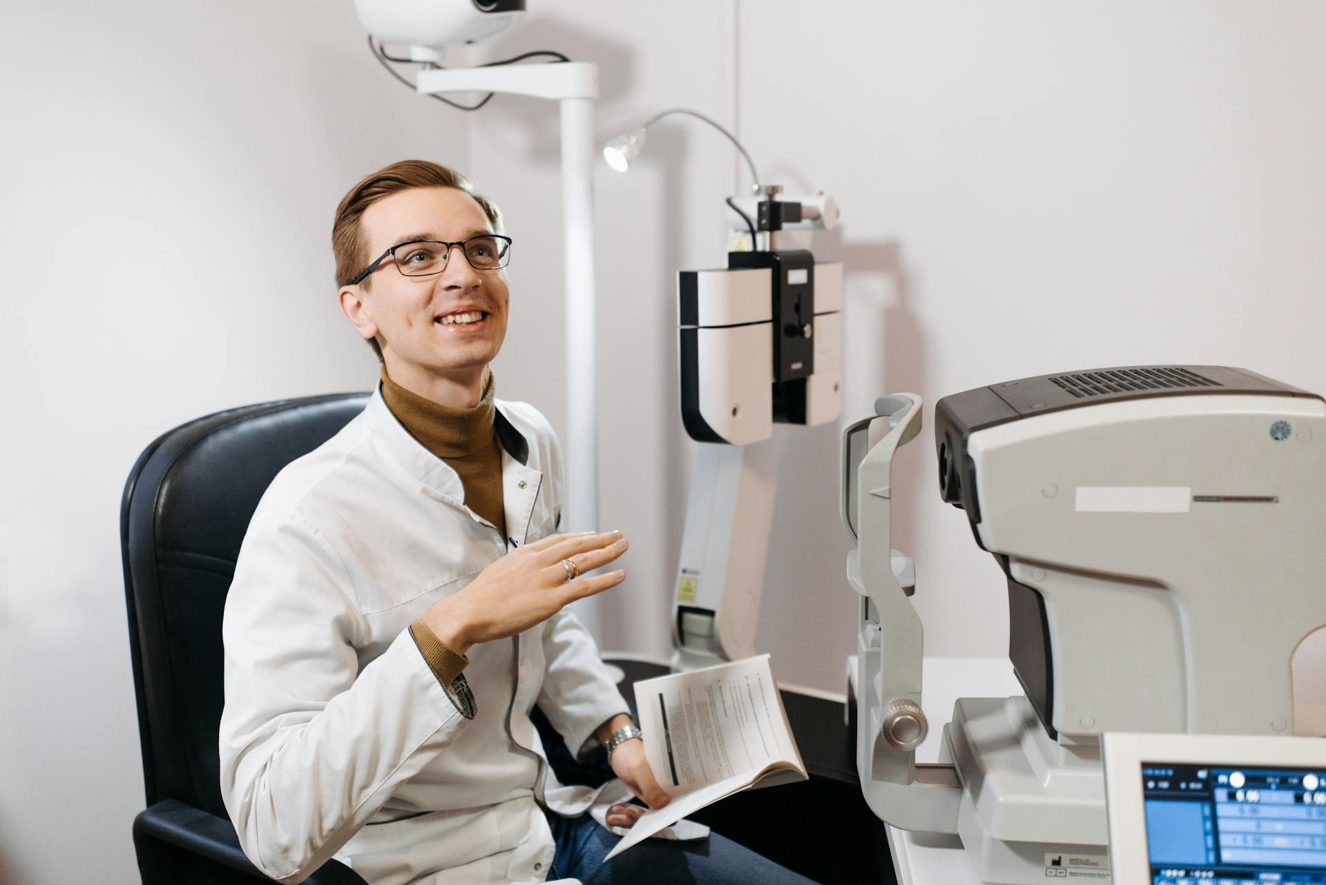 Serene optometrist Sitting in Office