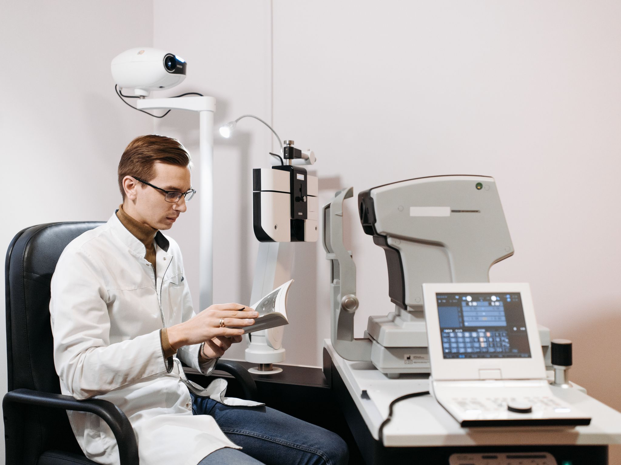 Optometrist during an eye exam