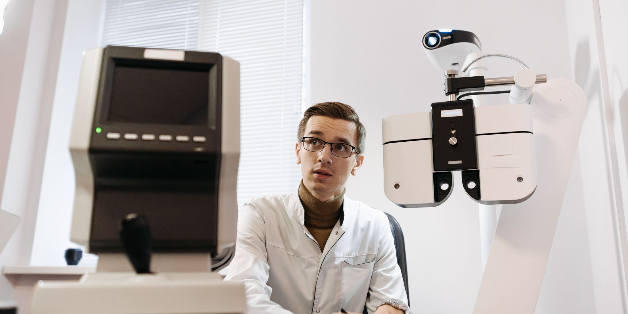 Optometrist during an eye exam