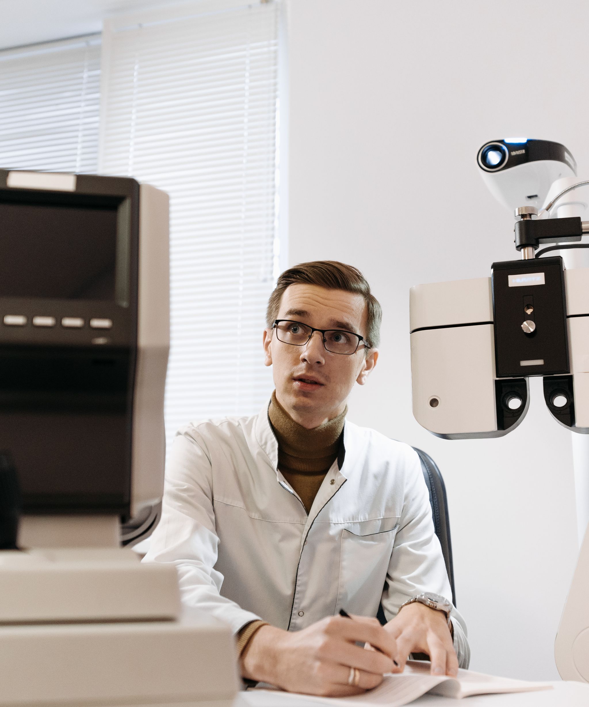 Optometrist during an eye exam