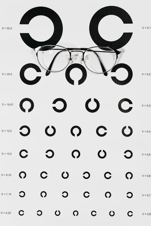 Black Frame Eyeglasses on White Paper With Printed Background · Free ...