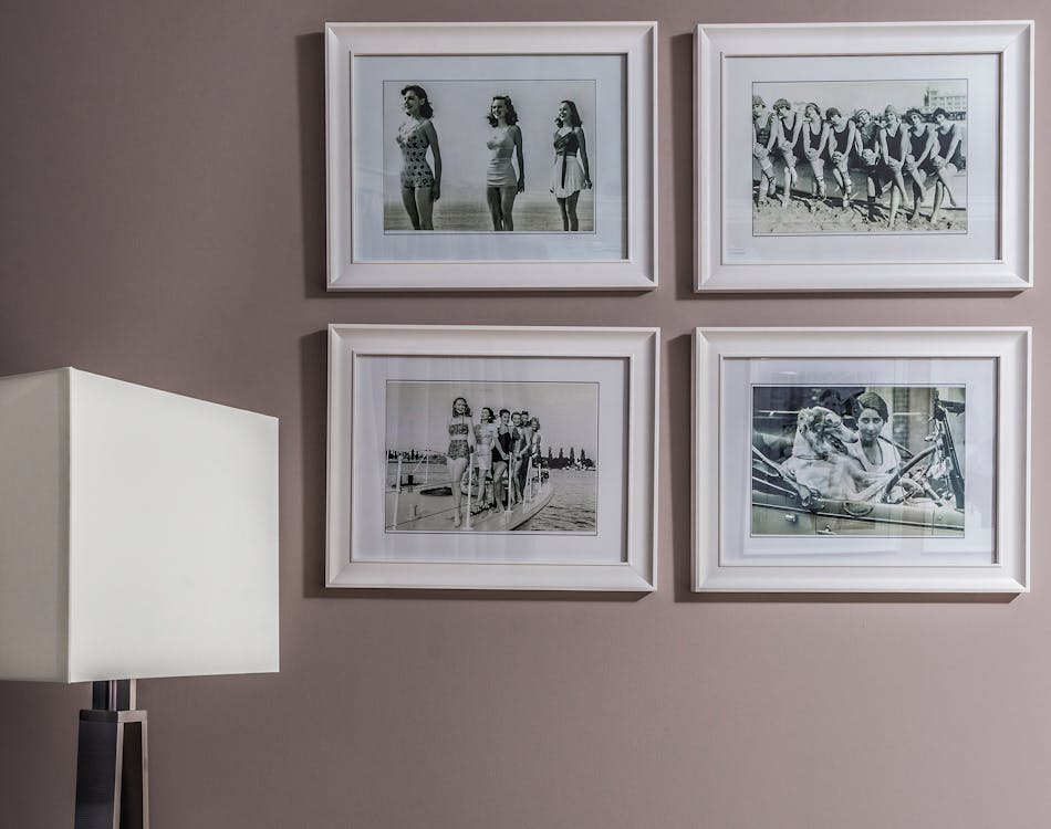 Free Collection of framed photos on wall Stock Photo