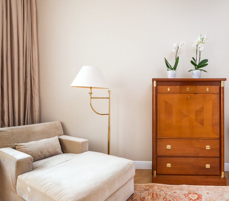 Cozy Room With Armchair And Cabinet