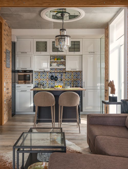Free Stylish interior of kitchen in house Stock Photo