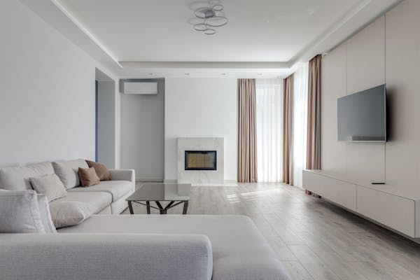 Boutique hotel lobby seating area