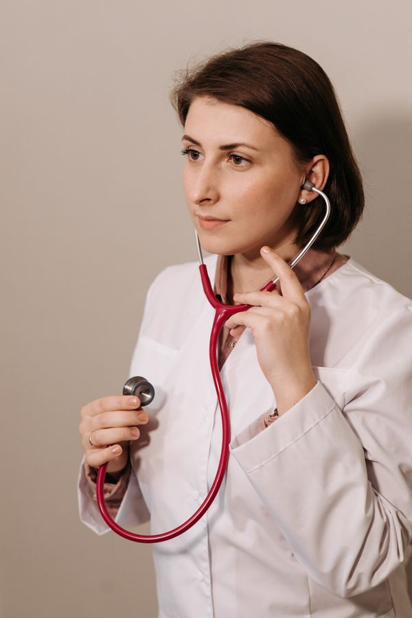 Portrait of nurse Sofia Ramirez holding a stethoscope