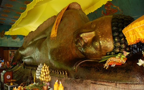 Ancient Lying Buddha Statue in Cambodia