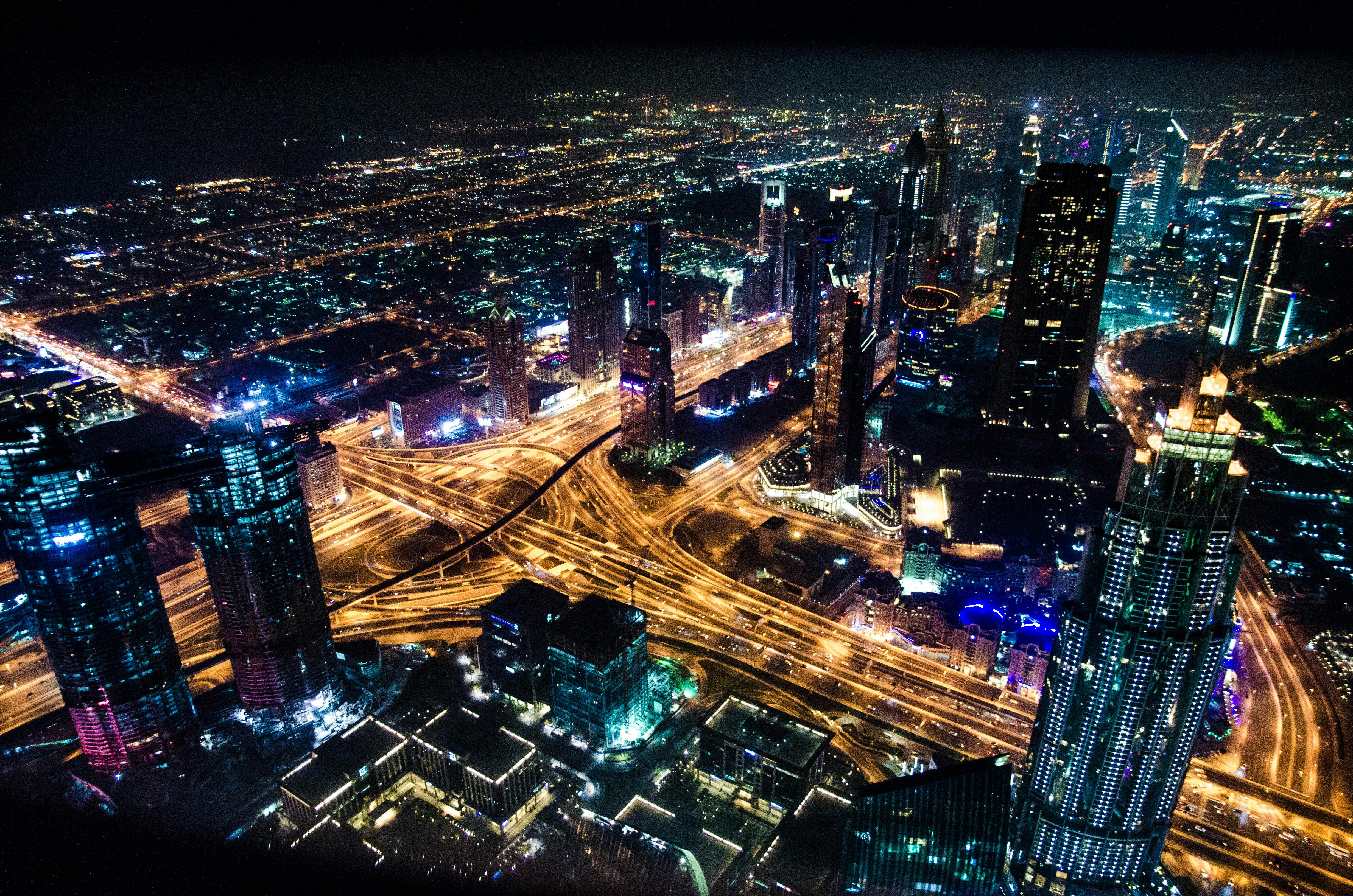 timelapse cityscape photography during night time