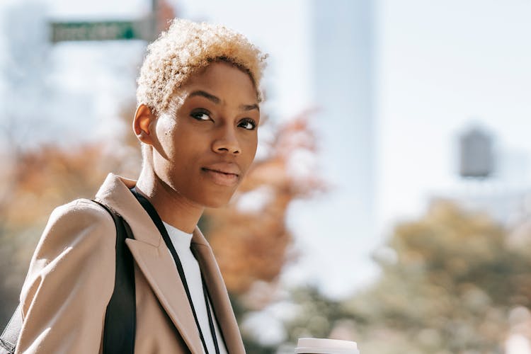 Serious Black Woman Looking Away