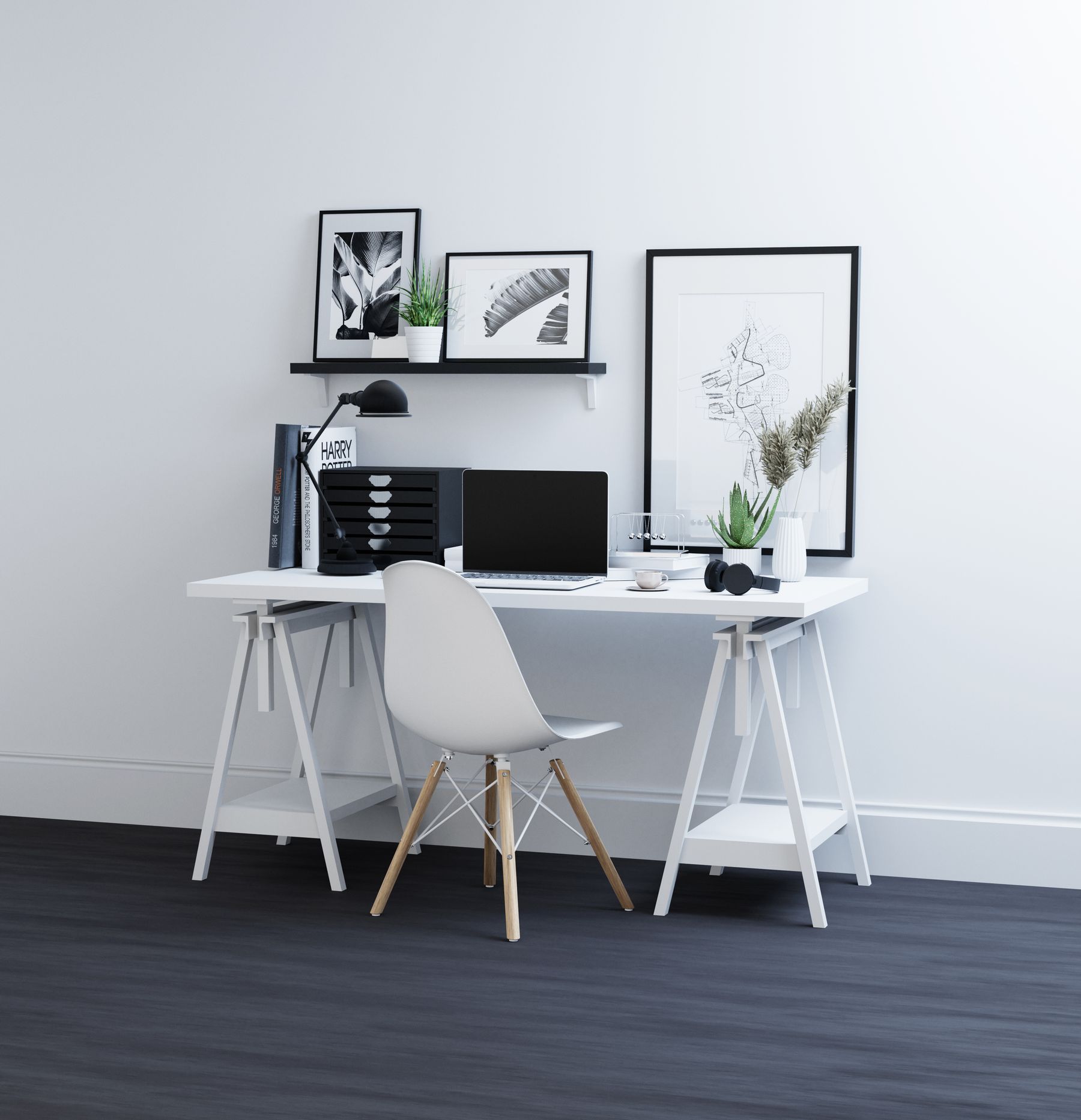 Minimal interior design workspace