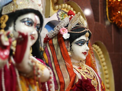 Close-up of Figurines of Hindu Deities 