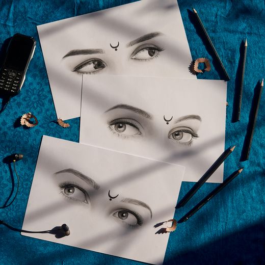 Pencil sketches of eyes on paper — photo by Sutej Arts on Pexels