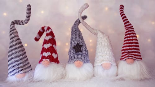 Set of Christmas gnomes with hats