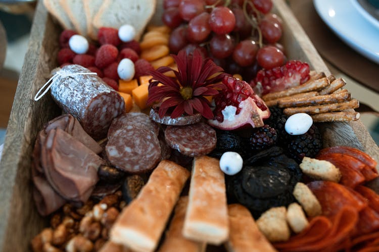 Close-up Of A Variety Of Food On A Grazing Platter