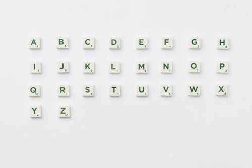 Free Scrabble Tiles in Alphabetical Order Stock Photo
