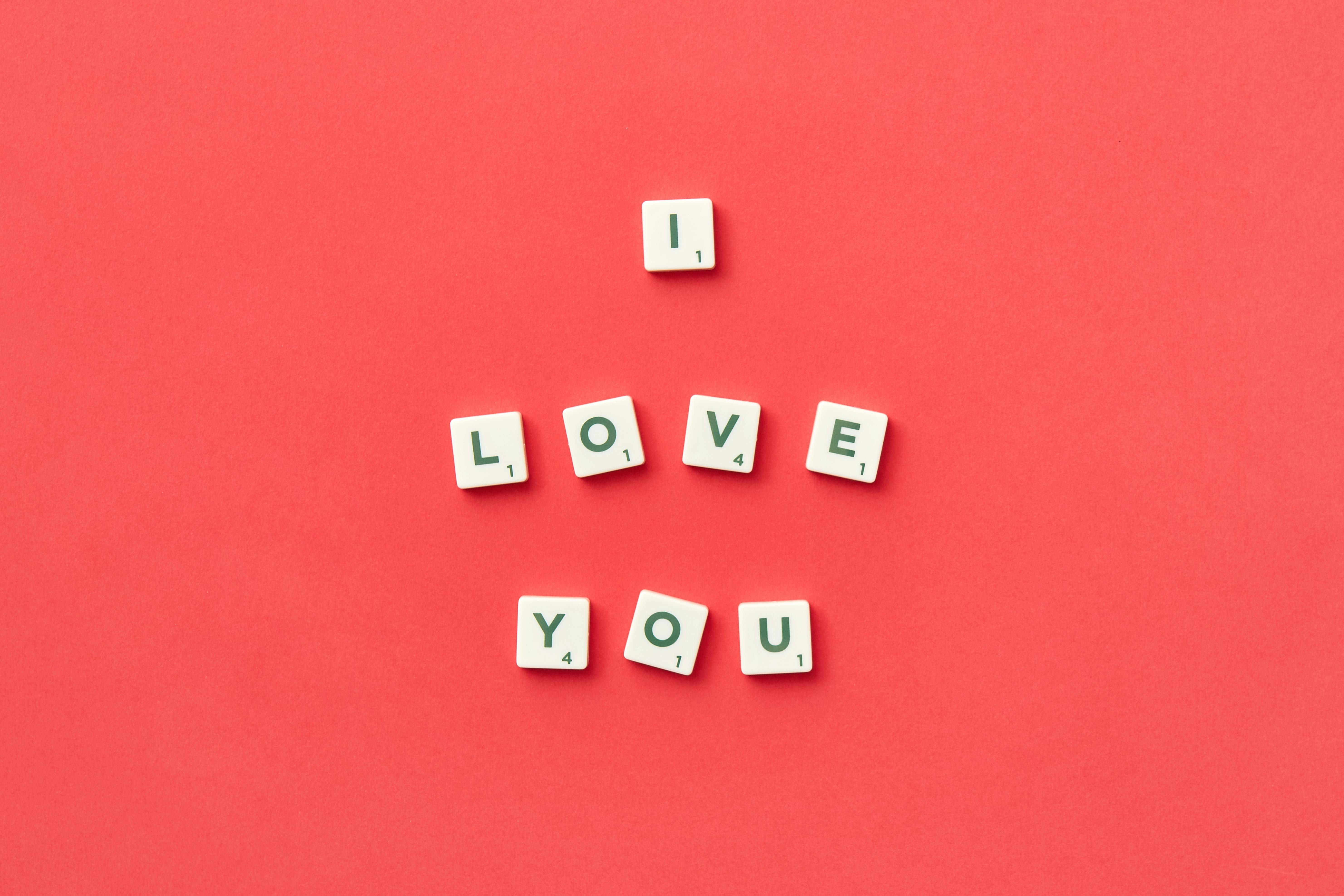 close up of i love you text from scrabble letters