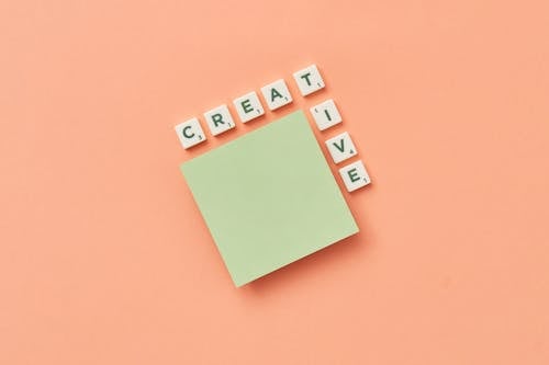 Creative Text and Green Sticky Notes