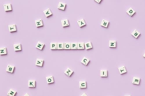 Close Up of People Word from Scrabble Letters