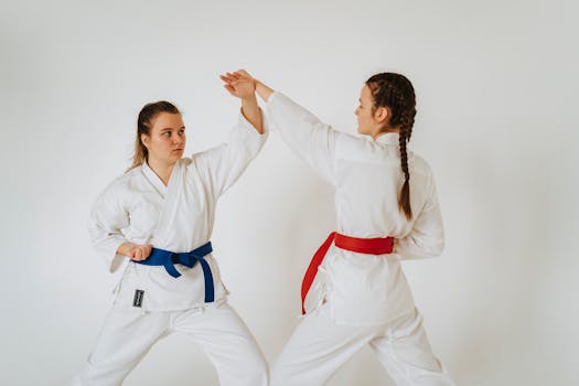 Two Girls Showing Karate Punch and Defense