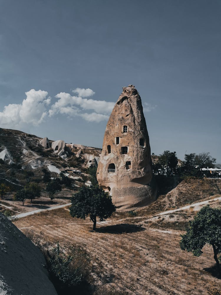 Fairy Chimney In Old Town Under Cloudy Sky