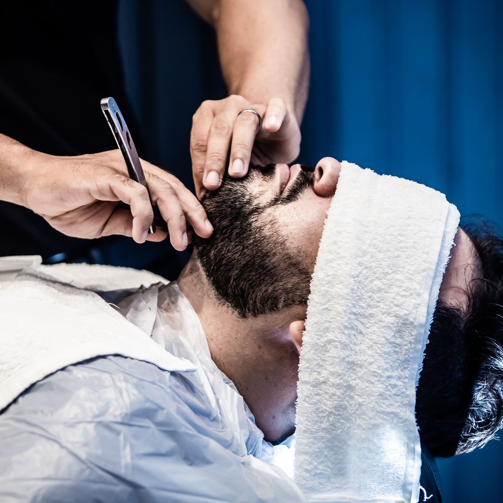 Warm towel beard treatment
