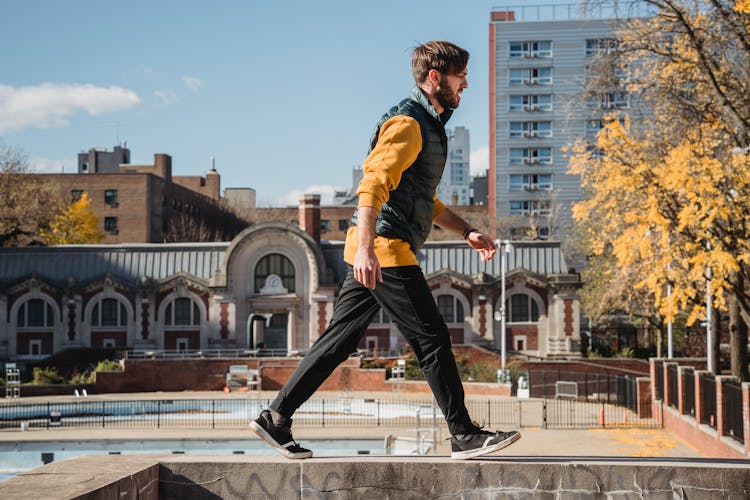 Fearless Man Walking On Roof