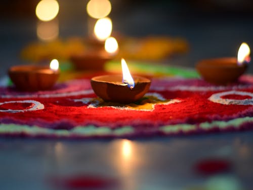 Free Close-up of Small Burning Candles Stock Photo
