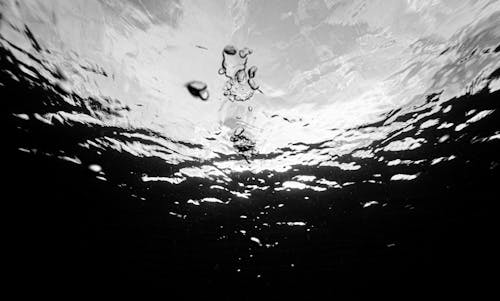 Grayscale Photo of a Water Surface