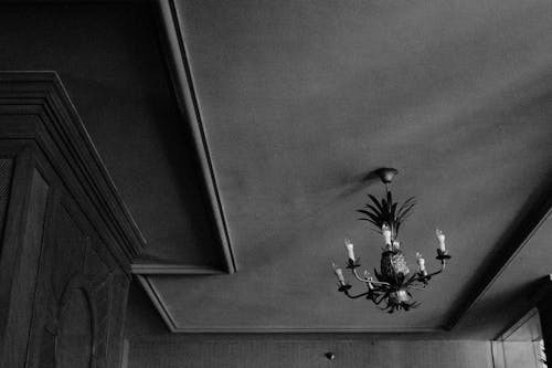 Black and White Photo of a Ceiling