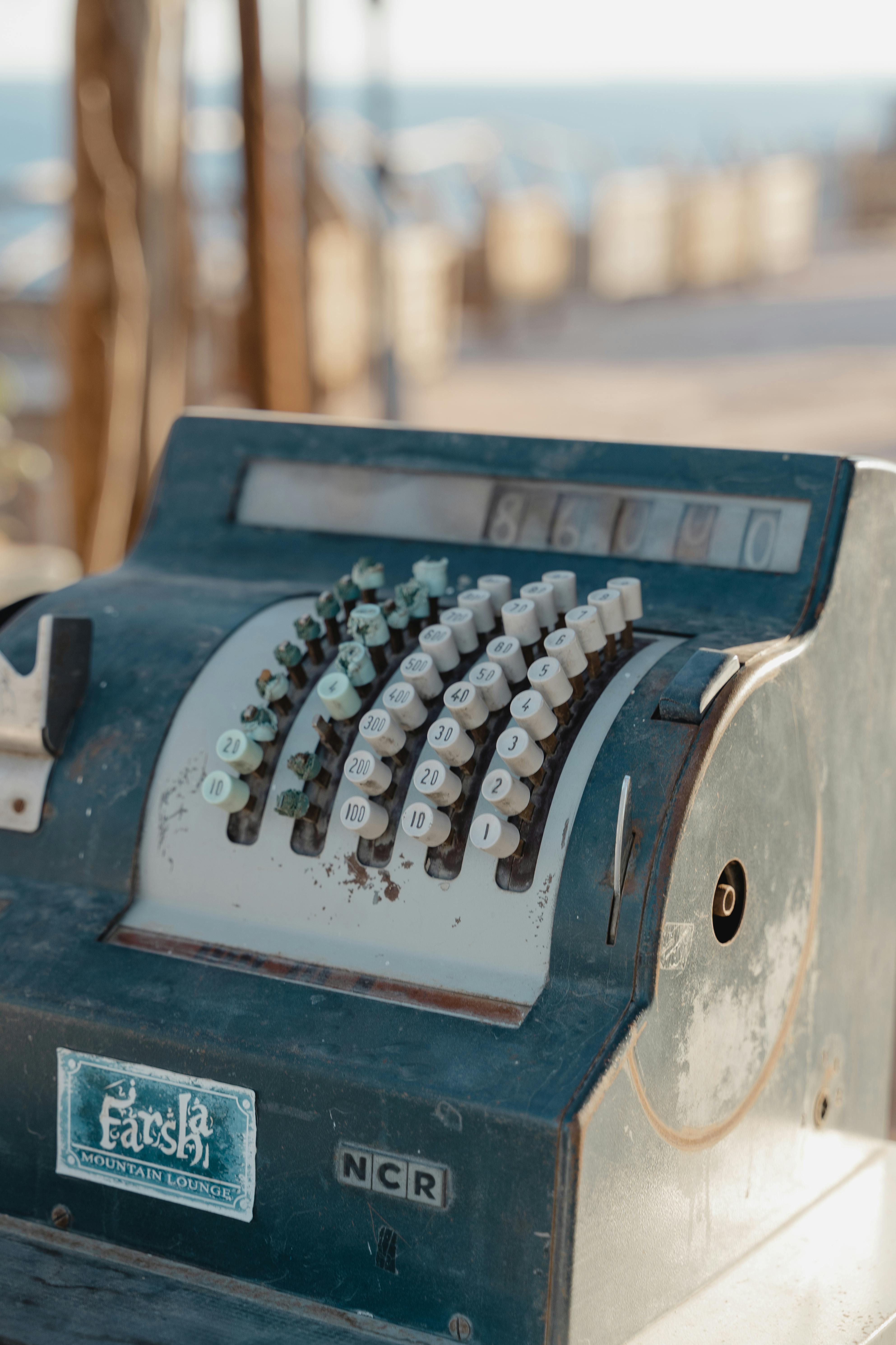 close up of a vintage cash register