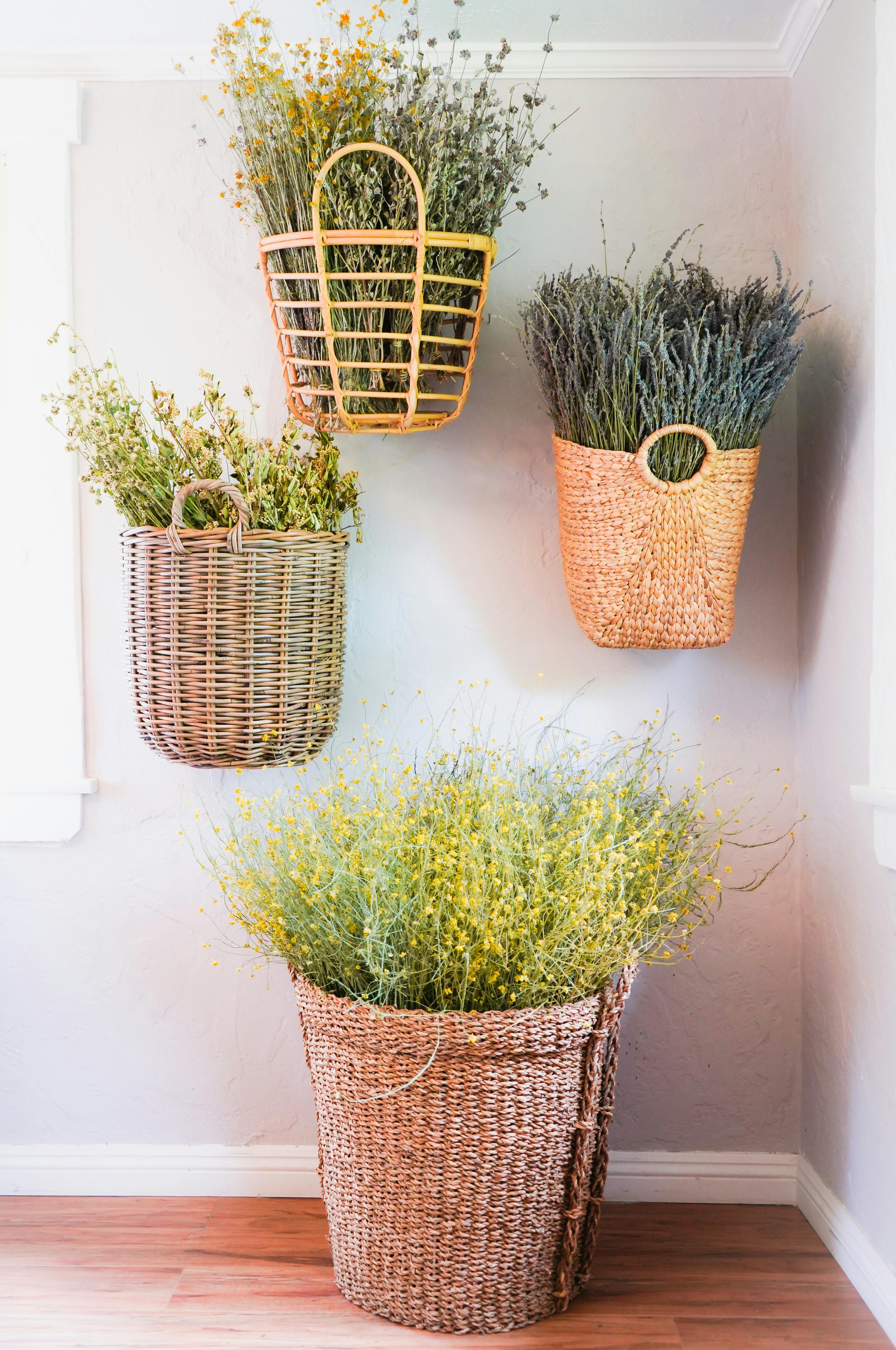 Flowers in Brown Woven Baskets · Free Stock Photo