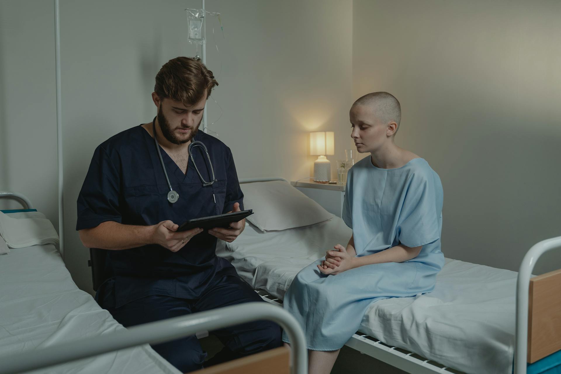 A Doctor and Patient in the Hospital Ward