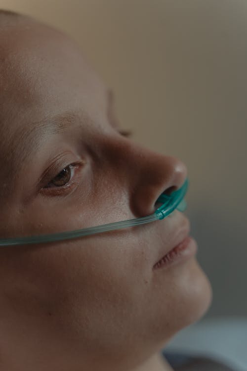 Patient Wearing a Nasal Cannula