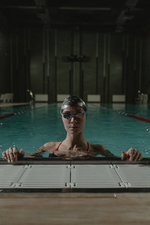 Woman Wearing Goggles in the Swimming Pool
