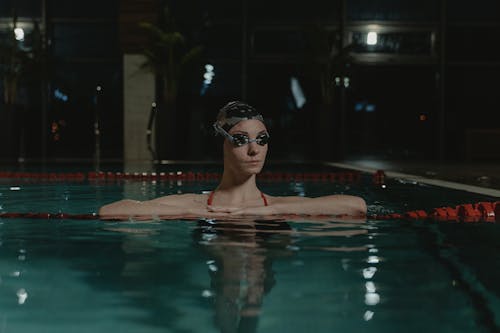 Woman Wearing Swimming Goggles