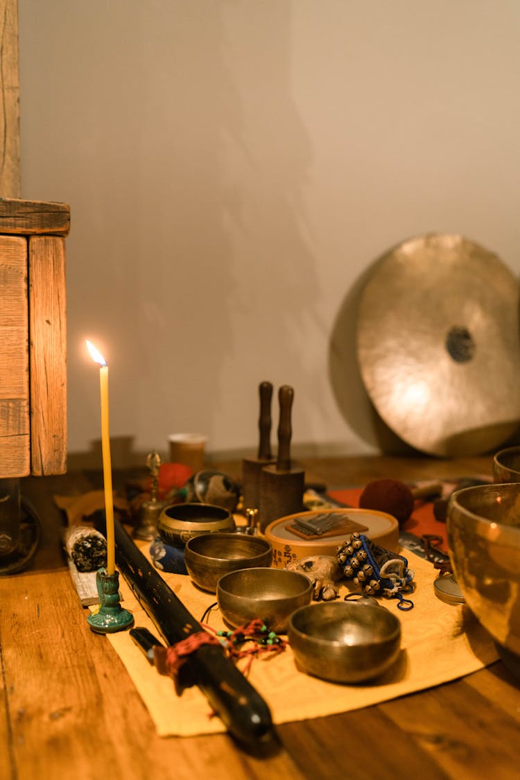 Singing Bowls On The Floor